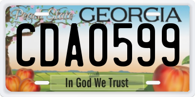 GA license plate CDA0599