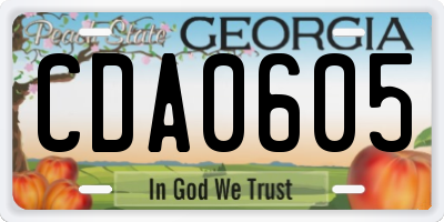 GA license plate CDA0605