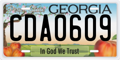 GA license plate CDA0609