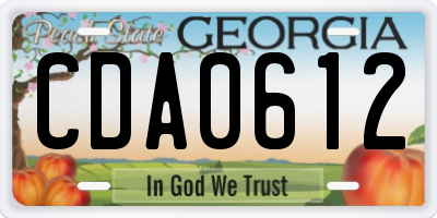 GA license plate CDA0612