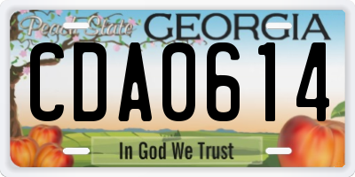 GA license plate CDA0614