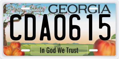 GA license plate CDA0615