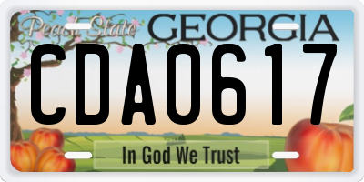 GA license plate CDA0617