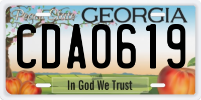 GA license plate CDA0619