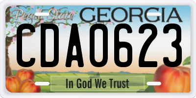 GA license plate CDA0623
