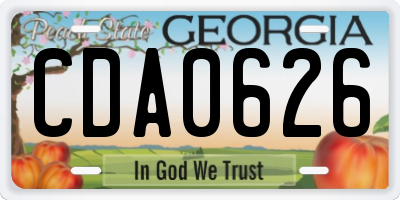 GA license plate CDA0626