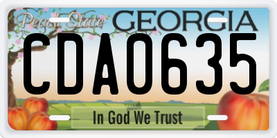 GA license plate CDA0635