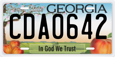 GA license plate CDA0642