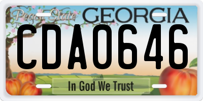 GA license plate CDA0646
