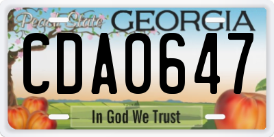 GA license plate CDA0647