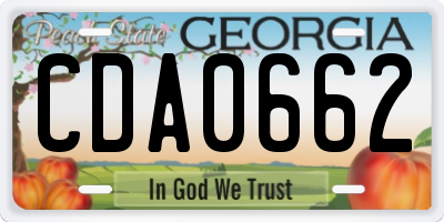 GA license plate CDA0662