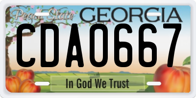 GA license plate CDA0667