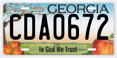 GA license plate CDA0672