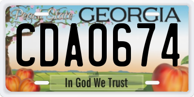 GA license plate CDA0674