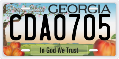 GA license plate CDA0705