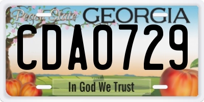 GA license plate CDA0729