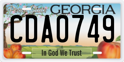 GA license plate CDA0749