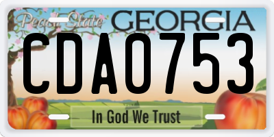 GA license plate CDA0753