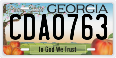 GA license plate CDA0763