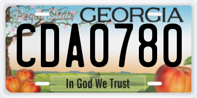 GA license plate CDA0780