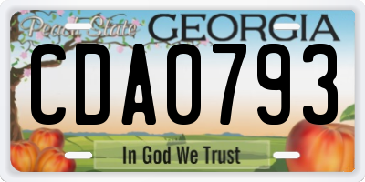 GA license plate CDA0793