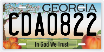 GA license plate CDA0822