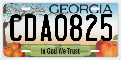 GA license plate CDA0825
