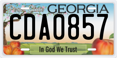 GA license plate CDA0857