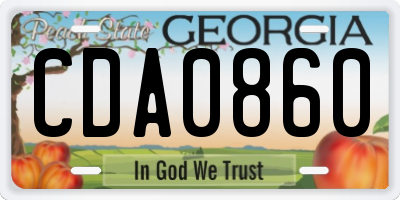 GA license plate CDA0860