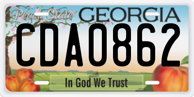 GA license plate CDA0862