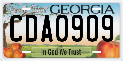 GA license plate CDA0909