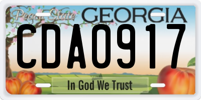 GA license plate CDA0917