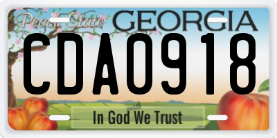 GA license plate CDA0918