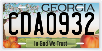 GA license plate CDA0932