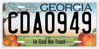 GA license plate CDA0949