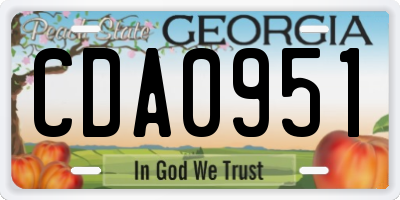 GA license plate CDA0951
