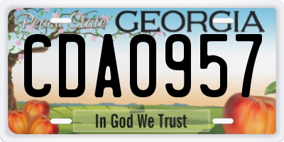GA license plate CDA0957