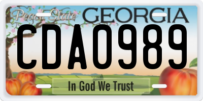 GA license plate CDA0989