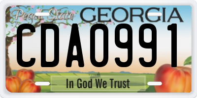 GA license plate CDA0991
