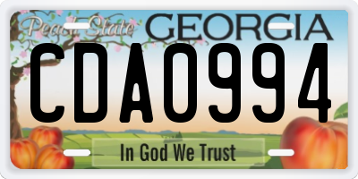 GA license plate CDA0994