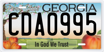 GA license plate CDA0995
