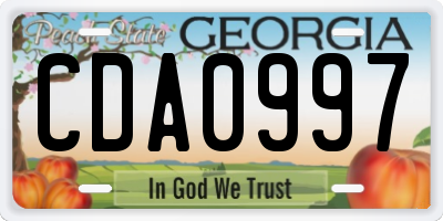 GA license plate CDA0997