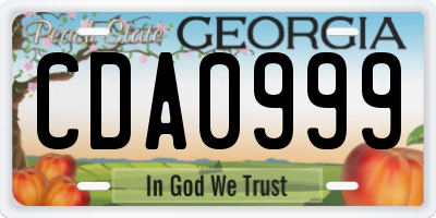 GA license plate CDA0999