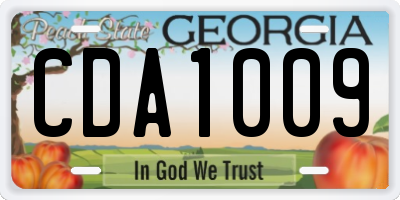 GA license plate CDA1009