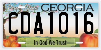 GA license plate CDA1016