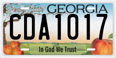 GA license plate CDA1017