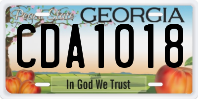 GA license plate CDA1018