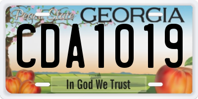 GA license plate CDA1019