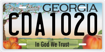 GA license plate CDA1020