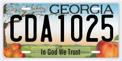 GA license plate CDA1025